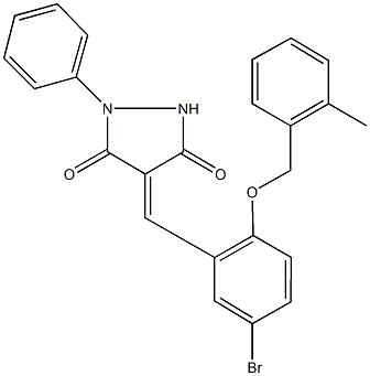 4-{5-bromo-2-[(2-methylbenzyl)oxy]benzylidene}-1-phenyl-3,5-pyrazolidinedione Struktur