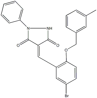 4-{5-bromo-2-[(3-methylbenzyl)oxy]benzylidene}-1-phenyl-3,5-pyrazolidinedione Struktur