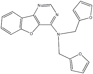 N,N-bis(2-furylmethyl)[1]benzofuro[3,2-d]pyrimidin-4-amine Struktur