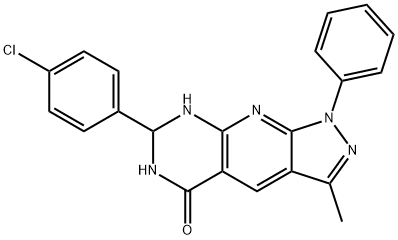 7-(4-chlorophenyl)-3-methyl-1-phenyl-1,6,7,8-tetrahydro-5H-pyrazolo[4',3':5,6]pyrido[2,3-d]pyrimidin-5-one Struktur