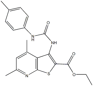 ethyl 4,6-dimethyl-3-[(4-toluidinocarbonyl)amino]thieno[2,3-b]pyridine-2-carboxylate Struktur