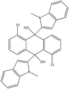 1,5-dichloro-9,10-bis(1-methyl-1H-indol-2-yl)-9,10-dihydro-9,10-anthracenediol Struktur