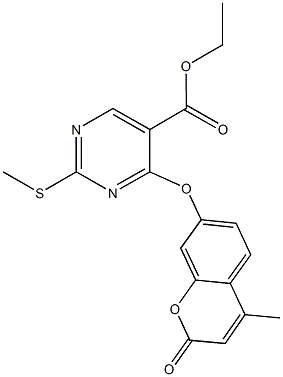 ethyl 4-[(4-methyl-2-oxo-2H-chromen-7-yl)oxy]-2-(methylsulfanyl)-5-pyrimidinecarboxylate Struktur