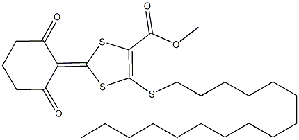 methyl 2-(2,6-dioxocyclohexylidene)-5-(hexadecylsulfanyl)-1,3-dithiole-4-carboxylate Struktur