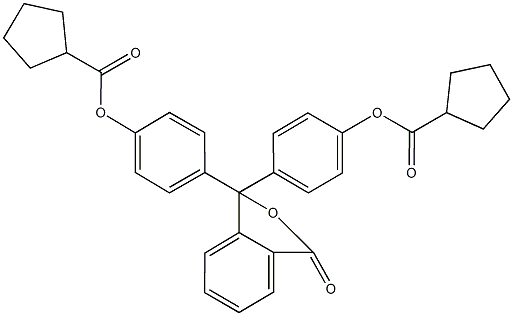 4-(1-{4-[(cyclopentylcarbonyl)oxy]phenyl}-3-oxo-1,3-dihydro-2-benzofuran-1-yl)phenyl cyclopentanecarboxylate Struktur