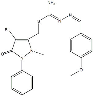 (4-bromo-2-methyl-5-oxo-1-phenyl-2,5-dihydro-1H-pyrazol-3-yl)methyl N'-(4-methoxybenzylidene)hydrazonothiocarbamate Struktur