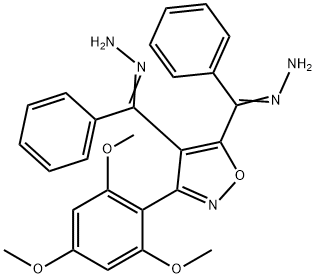 [4-benzohydrazonoyl-3-(2,4,6-trimethoxyphenyl)-5-isoxazolyl](phenyl)methanone hydrazone Struktur