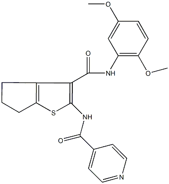 N-{3-[(2,5-dimethoxyanilino)carbonyl]-5,6-dihydro-4H-cyclopenta[b]thien-2-yl}isonicotinamide Struktur