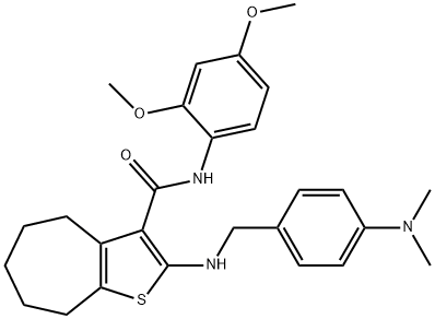 N-(2,4-dimethoxyphenyl)-2-{[4-(dimethylamino)benzyl]amino}-5,6,7,8-tetrahydro-4H-cyclohepta[b]thiophene-3-carboxamide Struktur