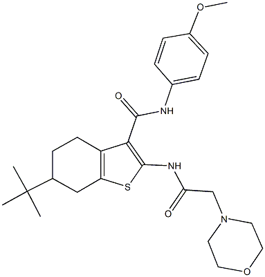 6-tert-butyl-N-(4-methoxyphenyl)-2-[(4-morpholinylacetyl)amino]-4,5,6,7-tetrahydro-1-benzothiophene-3-carboxamide Struktur