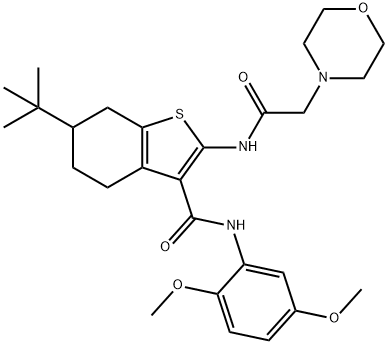 6-tert-butyl-N-(2,5-dimethoxyphenyl)-2-[(4-morpholinylacetyl)amino]-4,5,6,7-tetrahydro-1-benzothiophene-3-carboxamide Struktur