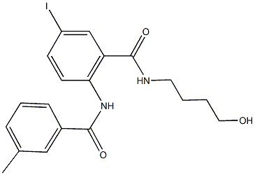 N-(4-hydroxybutyl)-5-iodo-2-[(3-methylbenzoyl)amino]benzamide Struktur