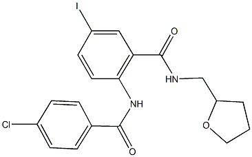 2-[(4-chlorobenzoyl)amino]-5-iodo-N-(tetrahydro-2-furanylmethyl)benzamide Struktur