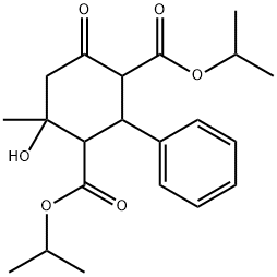 diisopropyl 4-hydroxy-4-methyl-6-oxo-2-phenyl-1,3-cyclohexanedicarboxylate Struktur