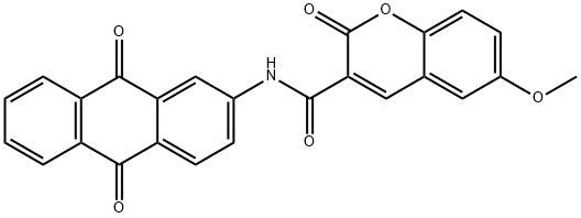 N-(9,10-dioxo-9,10-dihydro-2-anthracenyl)-6-methoxy-2-oxo-2H-chromene-3-carboxamide Struktur