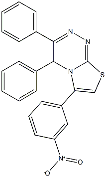 6-{3-nitrophenyl}-3,4-diphenyl-4H-[1,3]thiazolo[2,3-c][1,2,4]triazine Struktur