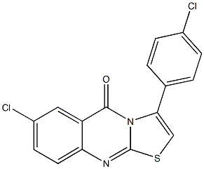 7-chloro-3-(4-chlorophenyl)-5H-[1,3]thiazolo[2,3-b]quinazolin-5-one Struktur