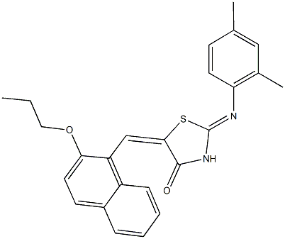 2-[(2,4-dimethylphenyl)imino]-5-[(2-propoxy-1-naphthyl)methylene]-1,3-thiazolidin-4-one Struktur