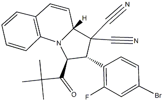 2-(4-bromo-2-fluorophenyl)-1-(2,2-dimethylpropanoyl)-1,2-dihydropyrrolo[1,2-a]quinoline-3,3(3aH)-dicarbonitrile Struktur