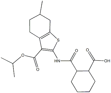 2-({[3-(isopropoxycarbonyl)-6-methyl-4,5,6,7-tetrahydro-1-benzothien-2-yl]amino}carbonyl)cyclohexanecarboxylic acid Struktur