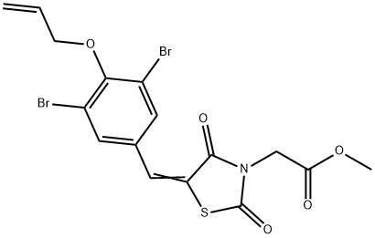 methyl {5-[4-(allyloxy)-3,5-dibromobenzylidene]-2,4-dioxo-1,3-thiazolidin-3-yl}acetate Struktur