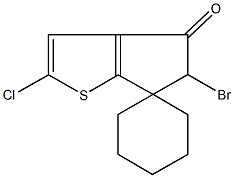 5-bromo-2-chloro-5,6-dihydrospiro(4H-cyclopenta[b]thiophene-6,1'-cyclohexane)-4-one Struktur