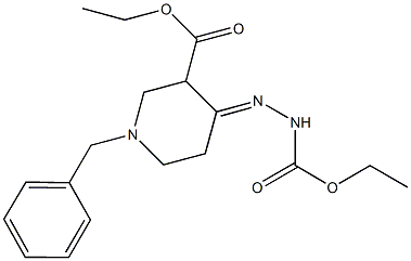 ethyl 1-benzyl-4-[(ethoxycarbonyl)hydrazono]-3-piperidinecarboxylate Struktur