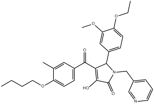 4-(4-butoxy-3-methylbenzoyl)-5-(4-ethoxy-3-methoxyphenyl)-3-hydroxy-1-(pyridin-3-ylmethyl)-1,5-dihydro-2H-pyrrol-2-one Struktur