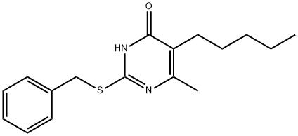 2-(benzylsulfanyl)-6-methyl-5-pentyl-4(3H)-pyrimidinone Struktur