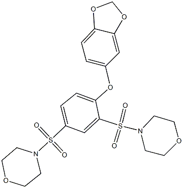 4-{[2-(1,3-benzodioxol-5-yloxy)-5-(4-morpholinylsulfonyl)phenyl]sulfonyl}morpholine Struktur