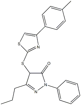 4-{[4-(4-methylphenyl)-1,3-thiazol-2-yl]sulfanyl}-2-phenyl-5-propyl-2,4-dihydro-3H-pyrazol-3-one Struktur