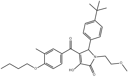 4-(4-butoxy-3-methylbenzoyl)-5-(4-tert-butylphenyl)-3-hydroxy-1-(2-methoxyethyl)-1,5-dihydro-2H-pyrrol-2-one Struktur