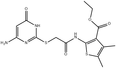 ethyl 2-({[(4-amino-6-oxo-1,6-dihydro-2-pyrimidinyl)sulfanyl]acetyl}amino)-4,5-dimethyl-3-thiophenecarboxylate Struktur