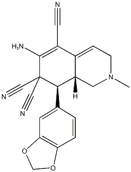 6-amino-8-(1,3-benzodioxol-5-yl)-2-methyl-2,3,8,8a-tetrahydro-5,7,7(1H)-isoquinolinetricarbonitrile Struktur