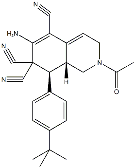 2-acetyl-6-amino-8-(4-tert-butylphenyl)-2,3,8,8a-tetrahydro-5,7,7(1H)-isoquinolinetricarbonitrile Struktur