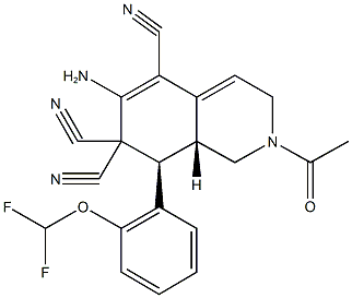 2-acetyl-6-amino-8-[2-(difluoromethoxy)phenyl]-2,3,8,8a-tetrahydro-5,7,7(1H)-isoquinolinetricarbonitrile Struktur