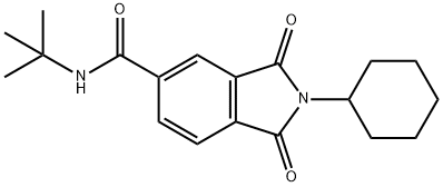 N-(tert-butyl)-2-cyclohexyl-1,3-dioxo-5-isoindolinecarboxamide Struktur