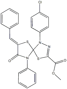 methyl 7-benzylidene-1-(4-chlorophenyl)-8-oxo-9-phenyl-4,6-dithia-1,2,9-triazaspiro[4.4]non-2-ene-3-carboxylate Struktur