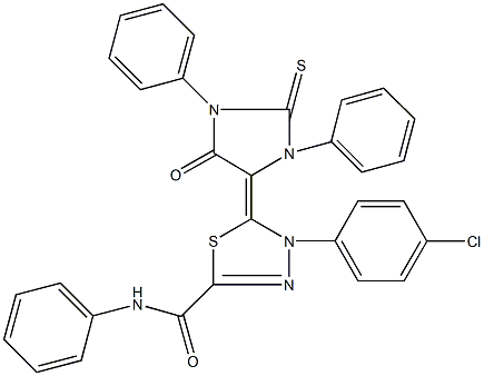 4-(4-chlorophenyl)-5-(5-oxo-1,3-diphenyl-2-thioxo-4-imidazolidinylidene)-N-phenyl-4,5-dihydro-1,3,4-thiadiazole-2-carboxamide Struktur