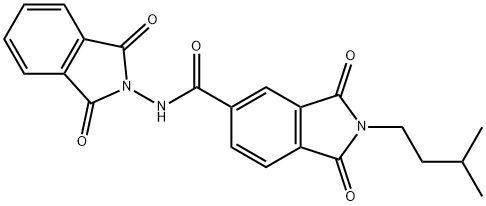 N-(1,3-dioxo-1,3-dihydro-2H-isoindol-2-yl)-2-isopentyl-1,3-dioxoisoindoline-5-carboxamide Struktur