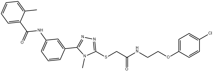 N-(3-{5-[(2-{[2-(4-chlorophenoxy)ethyl]amino}-2-oxoethyl)sulfanyl]-4-methyl-4H-1,2,4-triazol-3-yl}phenyl)-2-methylbenzamide Struktur