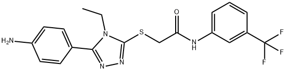 2-{[5-(4-aminophenyl)-4-ethyl-4H-1,2,4-triazol-3-yl]sulfanyl}-N-[3-(trifluoromethyl)phenyl]acetamide Struktur