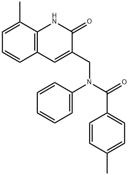 N-[(2-hydroxy-8-methyl-3-quinolinyl)methyl]-4-methyl-N-phenylbenzamide Struktur