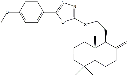 4-(5-{[2-(5,5,8a-trimethyl-2-methylenedecahydro-1-naphthalenyl)ethyl]sulfanyl}-1,3,4-oxadiazol-2-yl)phenyl methyl ether Struktur