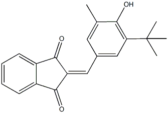 2-(3-tert-butyl-4-hydroxy-5-methylbenzylidene)-1H-indene-1,3(2H)-dione Struktur