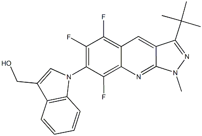 [1-(3-tert-butyl-5,6,8-trifluoro-1-methyl-1H-pyrazolo[3,4-b]quinolin-7-yl)-1H-indol-3-yl]methanol Struktur