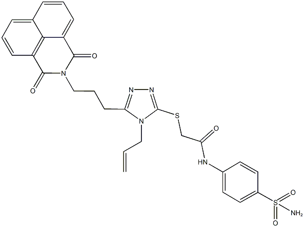 2-({4-allyl-5-[3-(1,3-dioxo-1H-benzo[de]isoquinolin-2(3H)-yl)propyl]-4H-1,2,4-triazol-3-yl}sulfanyl)-N-[4-(aminosulfonyl)phenyl]acetamide Struktur