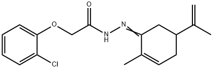 2-(2-chlorophenoxy)-N'-(5-isopropenyl-2-methyl-2-cyclohexen-1-ylidene)acetohydrazide Struktur