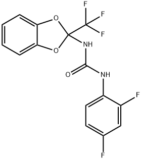 N-(2,4-difluorophenyl)-N'-[2-(trifluoromethyl)-1,3-benzodioxol-2-yl]urea Struktur