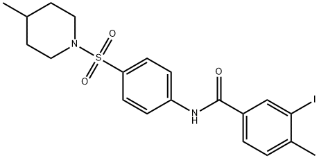 3-iodo-4-methyl-N-{4-[(4-methyl-1-piperidinyl)sulfonyl]phenyl}benzamide Struktur